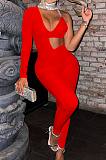 Black Euramerican Sequins One Sleeve V Neck Strapless Irregularity Hollow Out Solid Color Bodycon Jumpsuits SZS8153-3