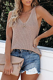 Pink Fashion Women Sleeveless V Neck Loose Solid Colur Tanks MDO6033-2
