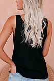 Black Fashion Women Sleeveless V Neck Loose Solid Colur Tanks MDO6033-5