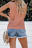 Pink Fashion Women Sleeveless V Neck Loose Solid Colur Tanks MDO6033-2