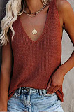 White Fashion Women Sleeveless V Neck Loose Solid Colur Tanks MDO6033-1