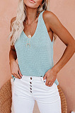 Pink Fashion Women Sleeveless V Neck Loose Solid Colur Tanks MDO6033-2