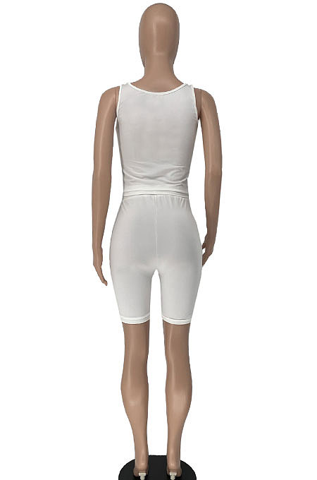 Orange Solid Color Bodycon Simplee Condole Belt  Shorts Sets BE8045-4