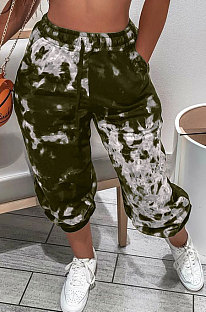 Green Casual Loose Sport Tie Dye Long Pants AYA7025-5