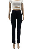 Gray Women Pure Color Ruffle Tiny Flared Split Casual Long Pants AD0703-2