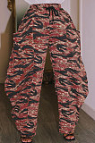 Purple Loose Mid Waist Fashion Casual Multicolor Camo Long Pants AYA7026-4