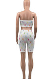 Black Women Strapless Printing Sexy Shorts Sets KXL849-2