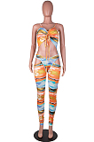 Royal Blue Women Digital Print Condole Belt Strapless Hollow Out Drawsting Bodycon Jumpsuits SZS8155-2