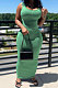 Green Women Solid Color Sleeveless Joker Tight Long Dress AD0801-3