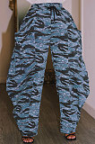 Red Loose Mid Waist Fashion Casual Multicolor Camo Long Pants AYA7026-2