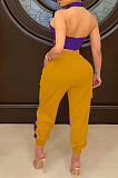 Purple New Wholesal Halter Neck Straless Spliced Hollow Out Crop Top Casual With Pocket Pants Two-Piece SZS8159-1