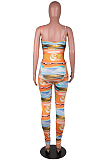 Royal Blue Women Digital Print Condole Belt Strapless Hollow Out Drawsting Bodycon Jumpsuits SZS8155-2