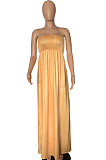 Light Blue Summer New Cotton Blend Printing Loose Backless Long Dress P8723-2