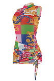 Green Yellow Euramerican Women Sleeveless Mesh Spaghetti Bandage Mini Dress ED8516-2