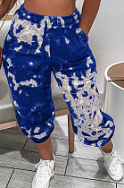 Blue Casual Loose Sport Tie Dye Long Pants AYA7025-3