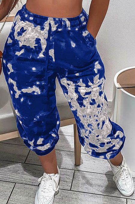 Blue Casual Loose Sport Tie Dye Long Pants AYA7025-3