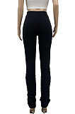 Pink Women Pure Color Ruffle Tiny Flared Split Casual Long Pants AD0703-3