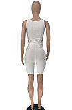 Black Solid Color Bodycon Simplee Condole Belt  Shorts Sets BE8045-2