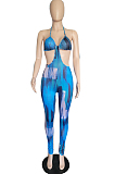 Dark Brown Summer Sexy Condole Belt Printing Backless Strapless Hollow Out Bodycon Jumpsuits P8742-1