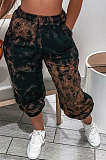 Green Casual Loose Sport Tie Dye Long Pants AYA7025-5