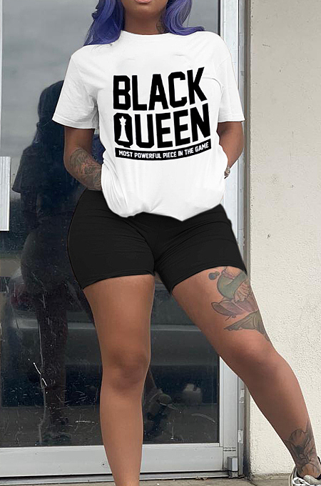 Red Fashion Letter Printing Short Sleeve Round Neck T-Shirts Shorts Casual Two-Piece CYY8095-1