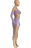 Multi Blue Women Fashion Casual Condole Belt Backless Mid Waist Mini Dress GLS7025-5