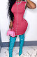 Rose Red Women Pure Color Sleeveless Spliced Sexy Round Neck Mini Dress QMQ7056-1