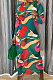 Green Printing Fashion Women Long Sleeve Round Collar Mesh See-Through Bodycon Dress BBN191-3