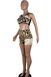 Purple Women Condole Belt Tank Sexy Printing Lace Shorts Sets CY1197-1