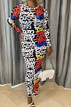 Letter Printing Fashion Women Long Sleeve Round Collar Mesh See-Through Bodycon Dress BBN191-1