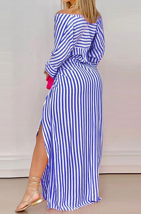 Autumn Loose Long Sleeve V Neck Strap Split T Shirt/Shirt Dress SZE21108