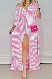 Autumn Loose Long Sleeve V Neck Strap Split T Shirt/Shirt Dress SZE21108