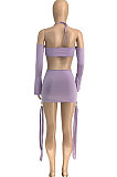 Multi Yellow Women Fashion Casual Condole Belt Backless Mid Waist Mini Dress GLS7025-4
