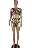 Purple Women Condole Belt Tank Sexy Printing Lace Shorts Sets CY1197-1