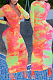 Orange Cotton Blend Gradient Long Sleeve Stand Collar Zipper Ruffle Slim Fitting Long Dress BBN102-1