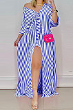 Autumn Loose Long Sleeve V Neck Strap Split T Shirt/Shirt Dress SZE21108