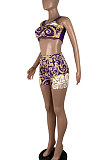 Black Women Condole Belt Tank Sexy Printing Lace Shorts Sets CY1197-2