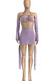 Multi Blue Women Fashion Casual Condole Belt Backless Mid Waist Mini Dress GLS7025-5