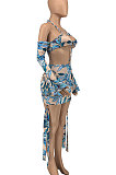 Multi Yellow Women Fashion Casual Condole Belt Backless Mid Waist Mini Dress GLS7025-4