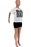 Red Fashion Letter Printing Short Sleeve Round Neck T-Shirts Shorts Casual Two-Piece CYY8095-1