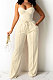 SUPER WHOLESALE | Nude Fashion Women Condole Belt Tank Drawsting Solid Color Pants Sets CY1345-1