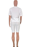 Red Casual Women Cartoon Graphic Short Sleeve Round Collar T-Shirts Shorts Loose Sports Sets CYY8537-3