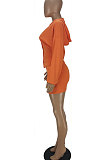 Pink Euramerican Solid Color Single-Breasted Hoodie Pocket Long Sleeve Skirts Sets QMQ7059-2