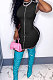 Black Women Pure Color Sleeveless Spliced Sexy Round Neck Mini Dress QMQ7056-3