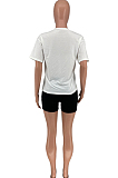 Red Fashion Letter Printing Short Sleeve Round Neck T-Shirts Shorts Casual Two-Piece CYY8095-1
