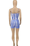 Pink Fashion Printing Hole Condole Belt Sport Shorts Sets WME20757-2
