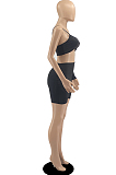 Black Night Club Off Shoulder Single Sleeve Condole Belt Backless Hollow Out Slim Fitting Romper Shorts DR88119-1