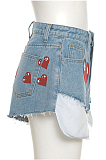Green Summer Fashion Love Printing Slim Fitting Jeans Shorts SX02350-2