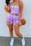 Pink Fashion Printing Hole Condole Belt Sport Shorts Sets WME20757-2