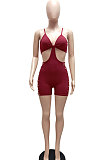 Black Women Sleeveless Condole Belt Backless Chain Hip Bodycon Sexy Romper Shorts WMZ0126-2